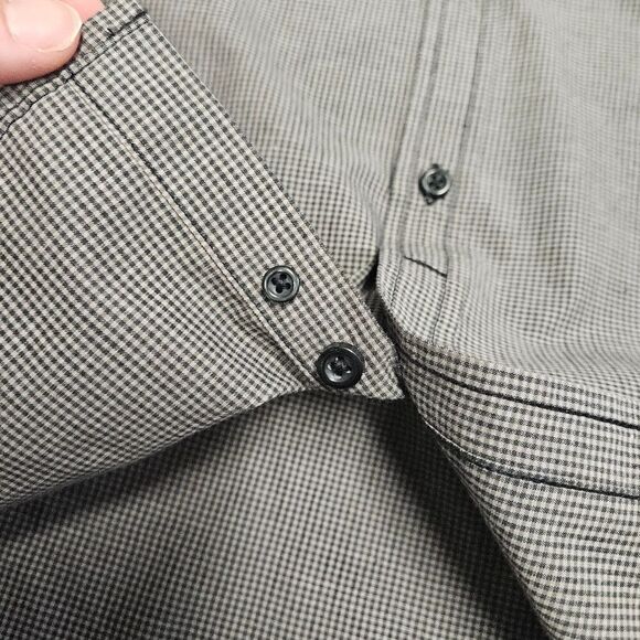 Tranquility Mayhem Button Down Long Sleeve Shirt Grey Gingham Men's Medium - Picture 3 of 8